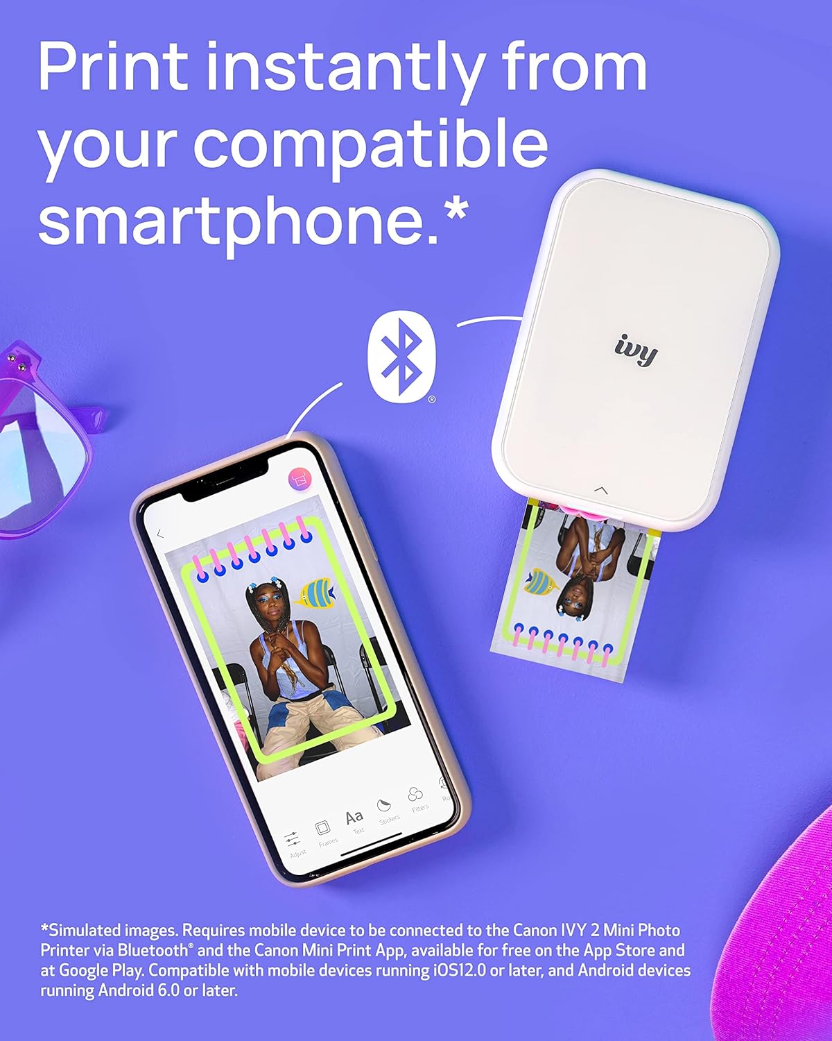 Canon Ivy 2 Mini Portable Photo Printer [WHITE] iOS & Android Devices [5452C018]