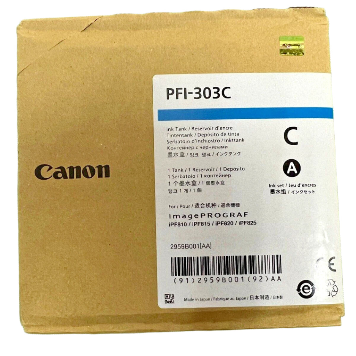 Genuine Canon PFI-303 Cyan Ink for IPF810 IPF815 IPF820 IPF825 330ML [PFI-303C]