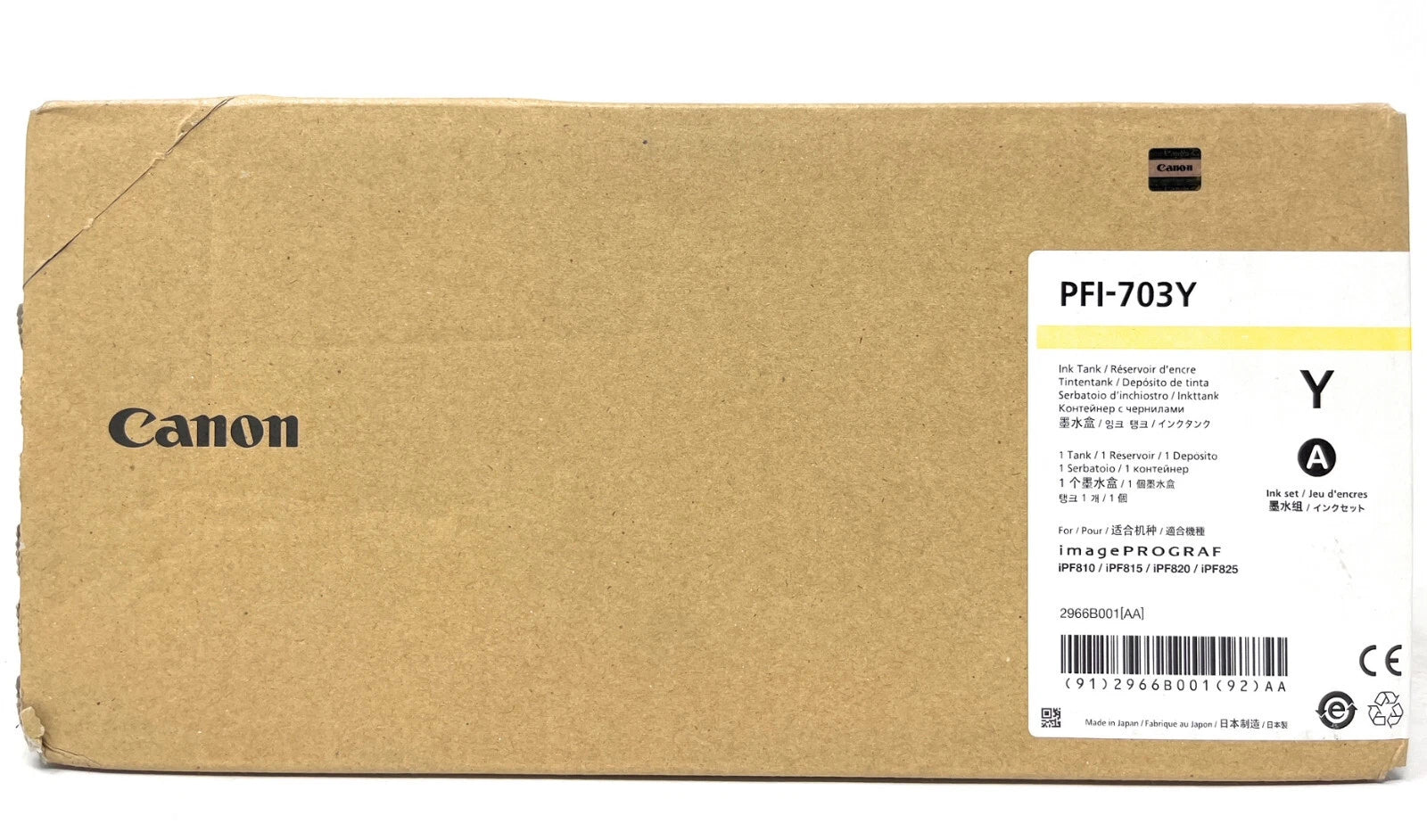 Genuine Canon Yellow High Yield Ink Tank for Canon IPF810 IPF815 IPF820 IPF825 700ml [PFI-703Y]