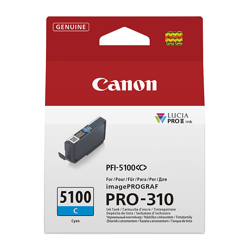 Genuine Canon PFI-5100 Cyan Ink Cartridge for Pro-310 Printer [PFI5100C]