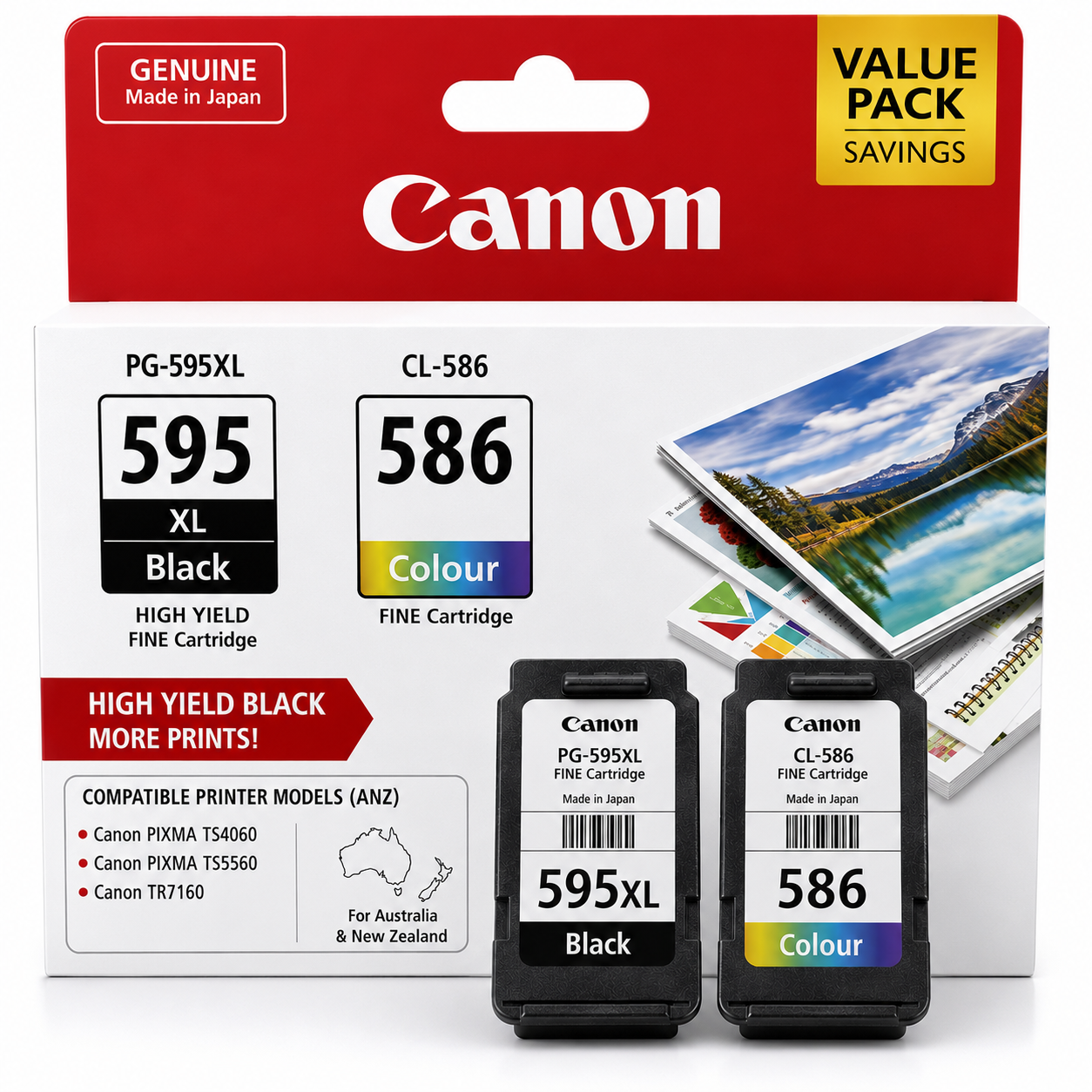 *Bundle* Genuine Canon PG-595XL High Yield Black & CL-586 Colour Ink Set for PIXMA TS4060 TS5560 TR7160
