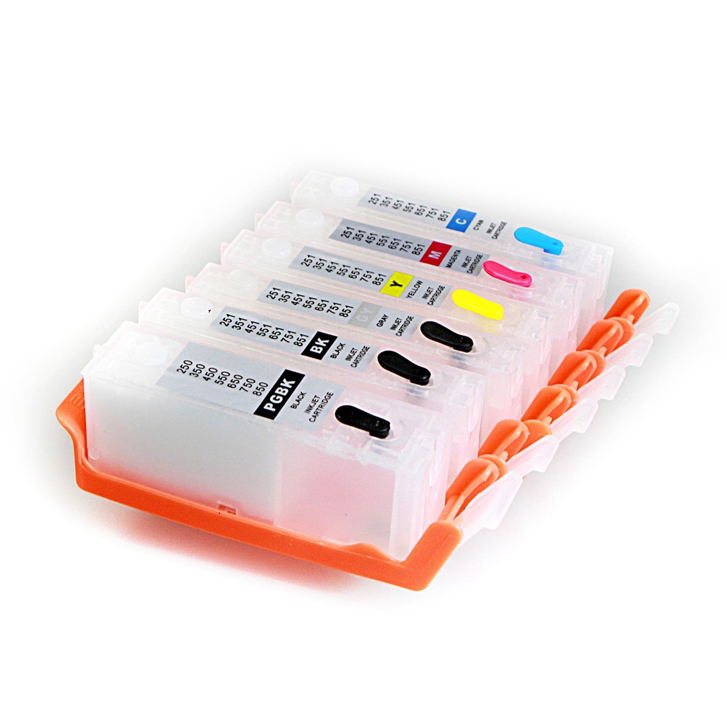 NES SET of 6x PGI-650 CLI-651 C/M/Y/K/PBK/Gy Refillable Ink Set for Canon PIXMA IP8760 MG7160 MG7560 MG6360