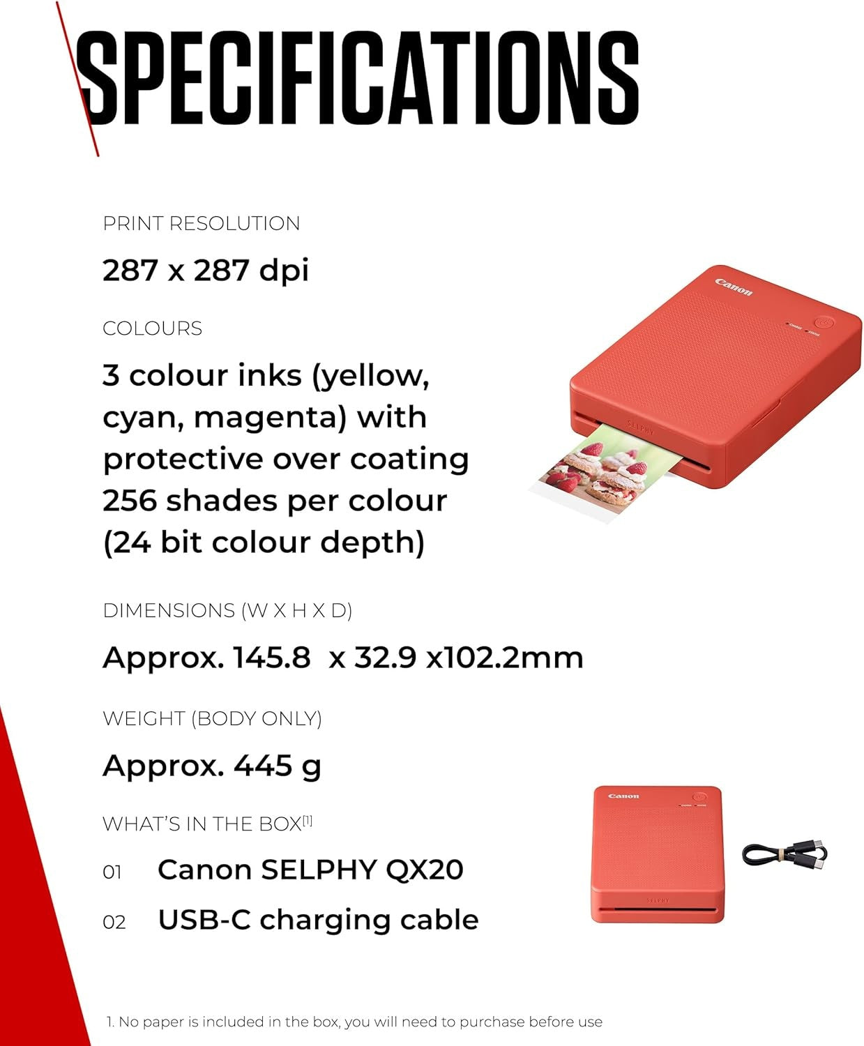*New!* Canon Selphy Square QX20 Portable Photo Printer QX20-RD [RED]
