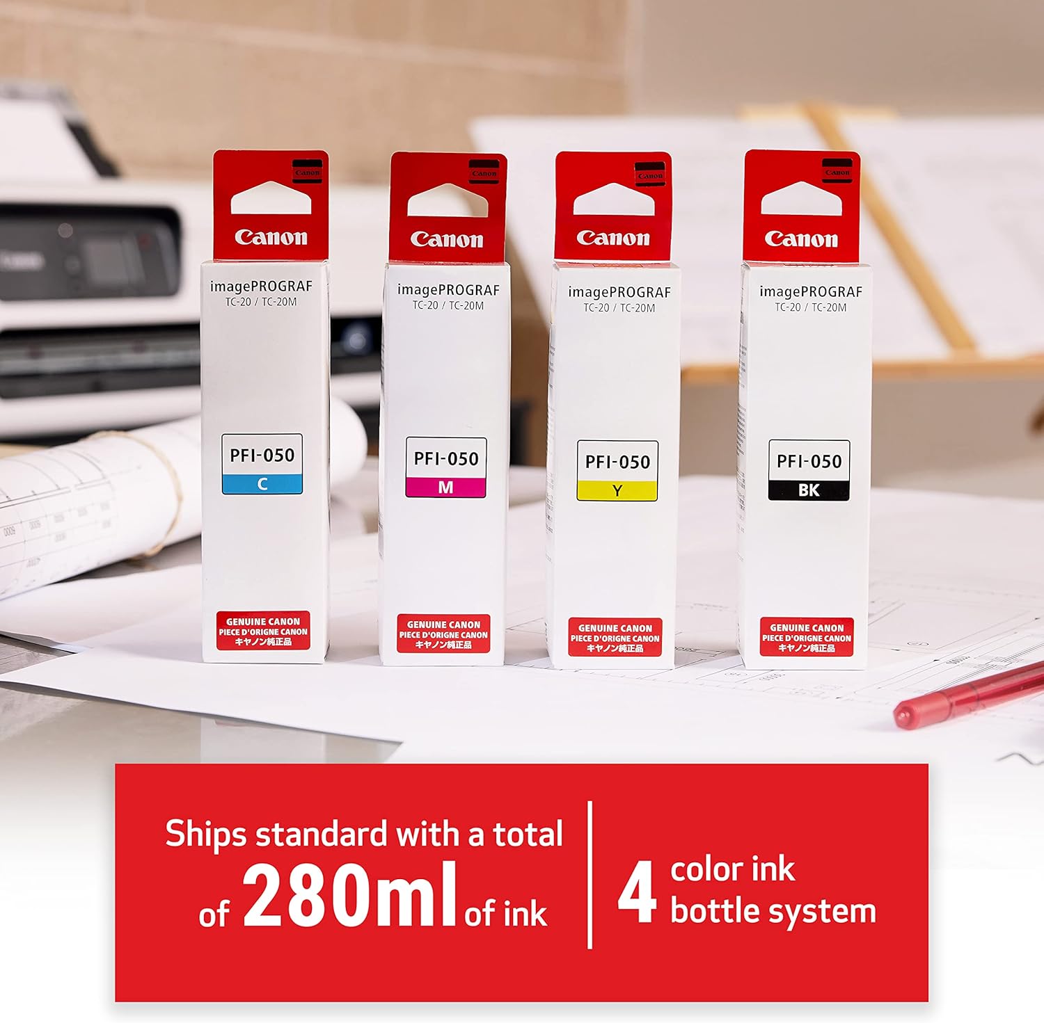 Canon iPF TC-20 A1/24" 4 Colour Graphics Large Format Printer With Stand [BDL_TC20_ST]