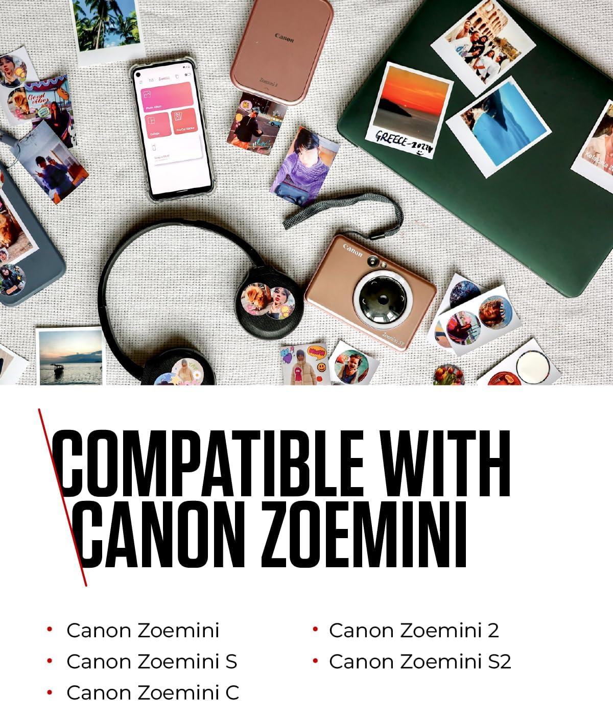 Genuine 20x Sheets Canon ZP-2030-20 Zoemini ZINK Glossy Sticky-Backed Photo Paper [3214C002]