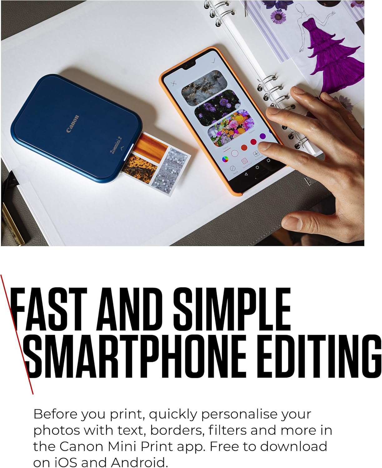 Canon Zoemini 2 Portable Photo Printer Navy Blue + 100 Sheets ZINK Paper Bundle