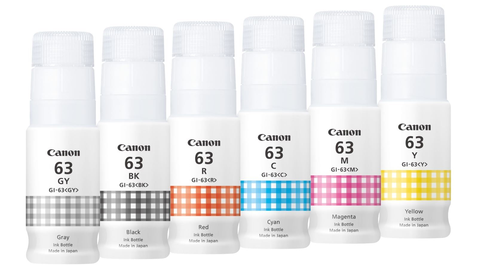 Bundle: 6x Pack Genuine Canon GI-63 GI63 Ink Bottle Set for Pixma G660 (1BK,1C,1M,1Y,1GY,1R)
