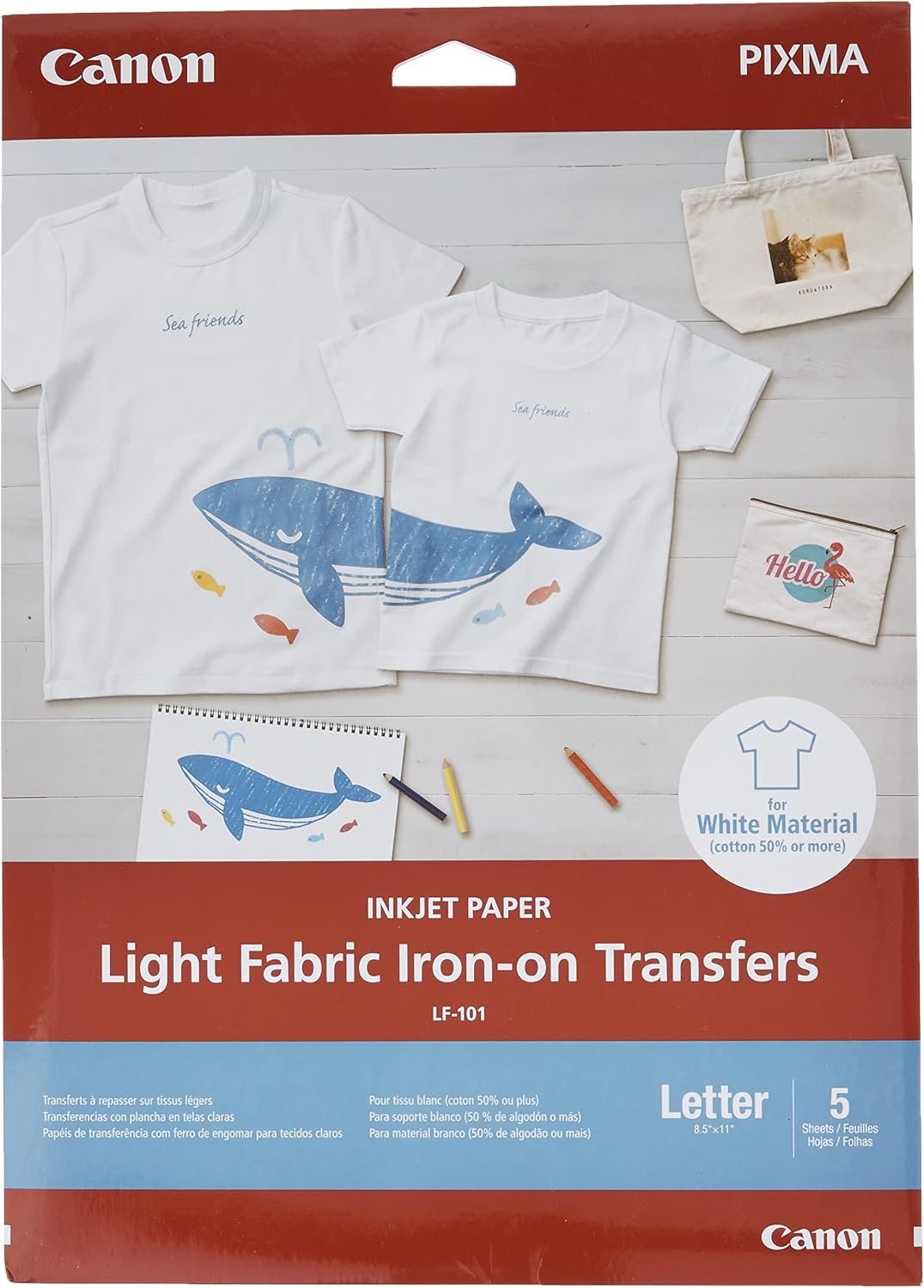Genuine Canon LF-101 A4 Light Fabric Iron-on Transfer Inkjet Photo Paper 8.5”x11” 4004C004
