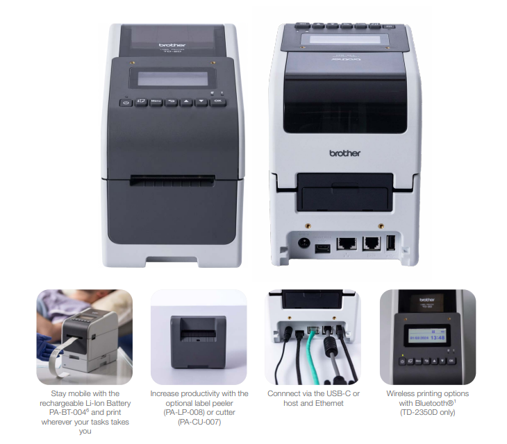 Brother TD-2350D Direct Thermal Printer 203DPI USB/Ethernet/WiFi/Bluetooth (TD-2350D)