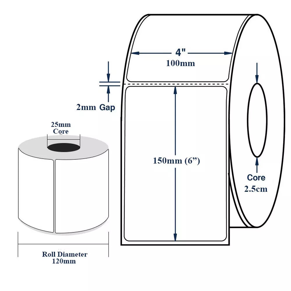 1x Box CP Direct Thermal Shipping Label Rolls 4x6" 100x150mm e-Parcel Sticker [12x Rolls]