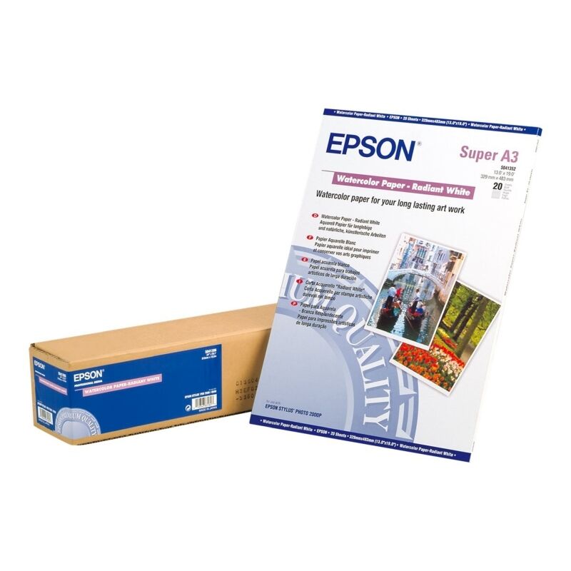 Epson Watercolor Radiant White A3+ Fine Art Photo Paper 20 Sheets 190GSM [C13S041352]
