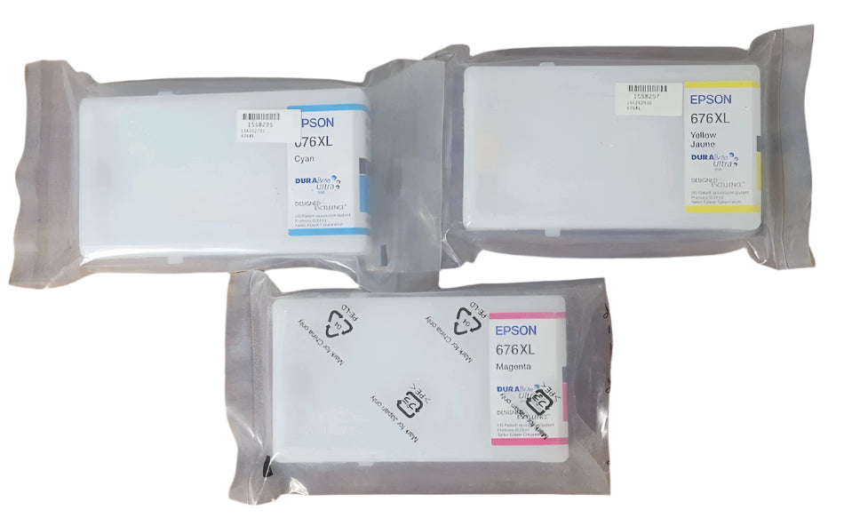 Bundle: 3x Pack Genuine Epson #676XL C/M/Y Colour Ink Cartridge Value Pack (Unboxed)