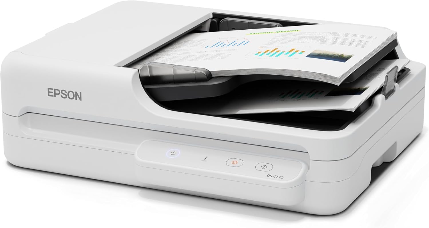 Epson WorkForce DS-1730 A4 Document Scanner – USB, Sheetfed & Flatbed B11B273501 [DS1730]