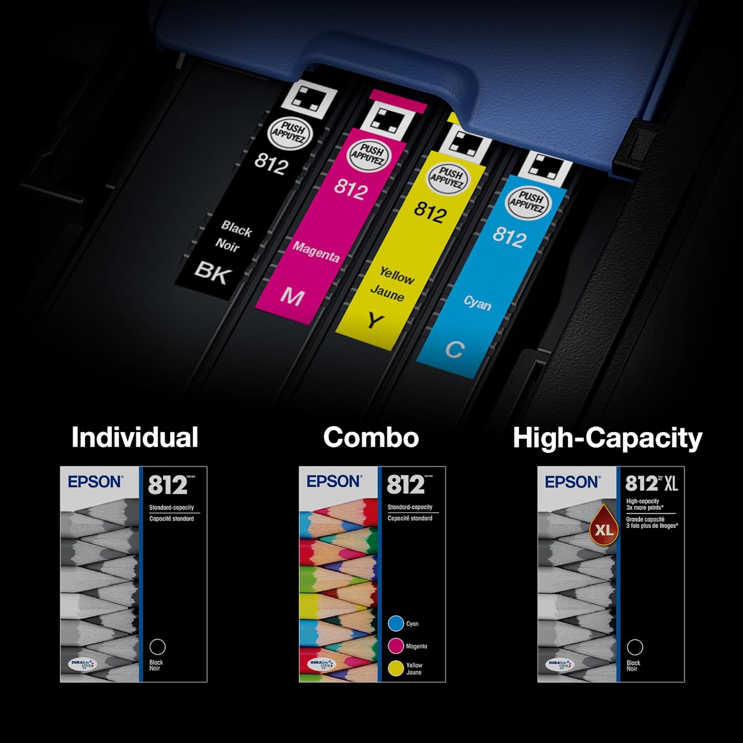 *CLEAR!* Genuine Epson 812XL DURABrite Ultra Ink Cartridge Value Pack [C13T05E696]
