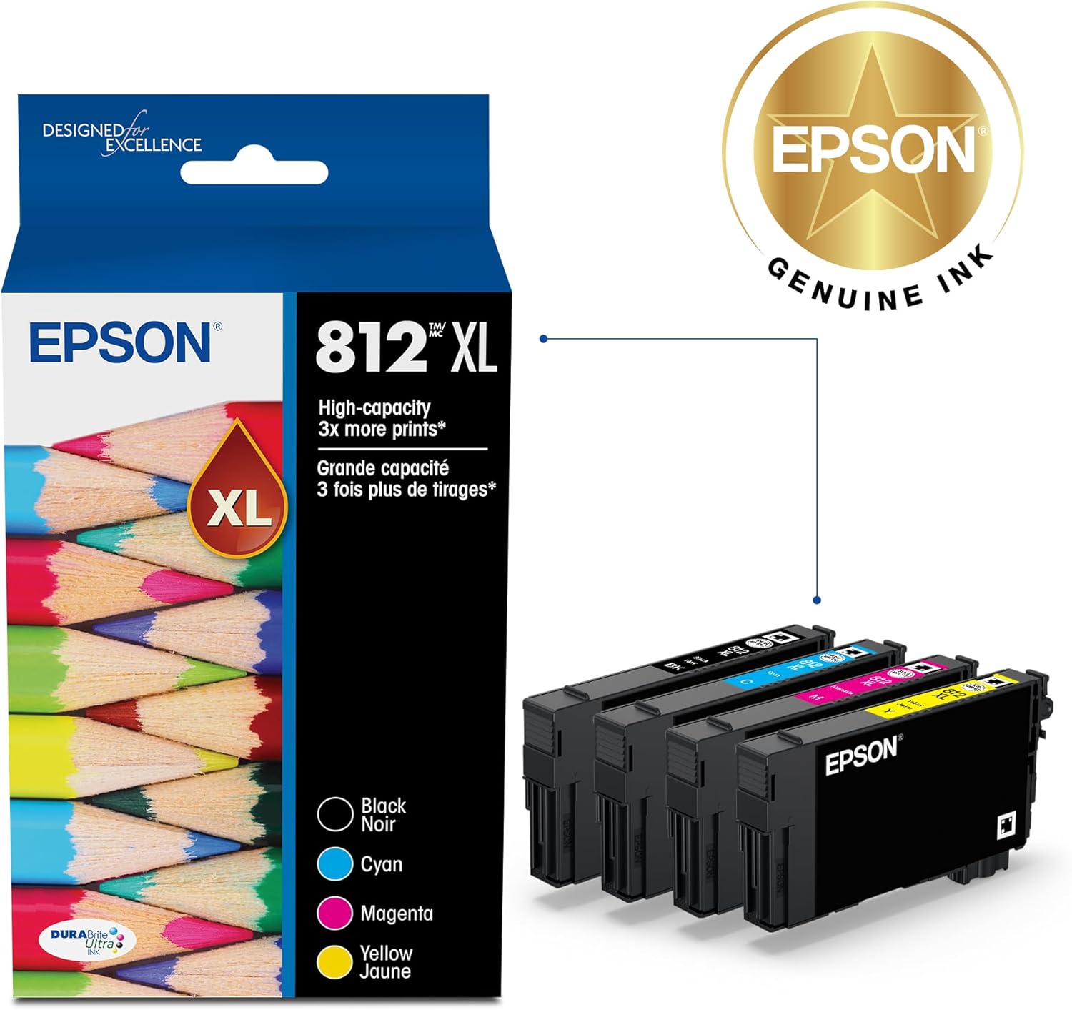 *CLEAR!* Genuine Epson 812XL DURABrite Ultra Ink Cartridge Value Pack [C13T05E696]