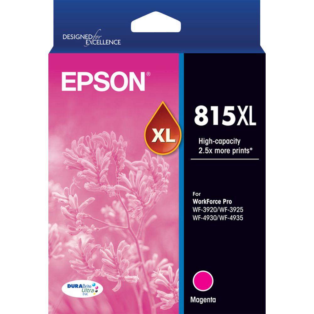 Genuine Epson #815XL High Capacity DURABrite Ultra Magenta Ink Cartridge [C13T17F392]