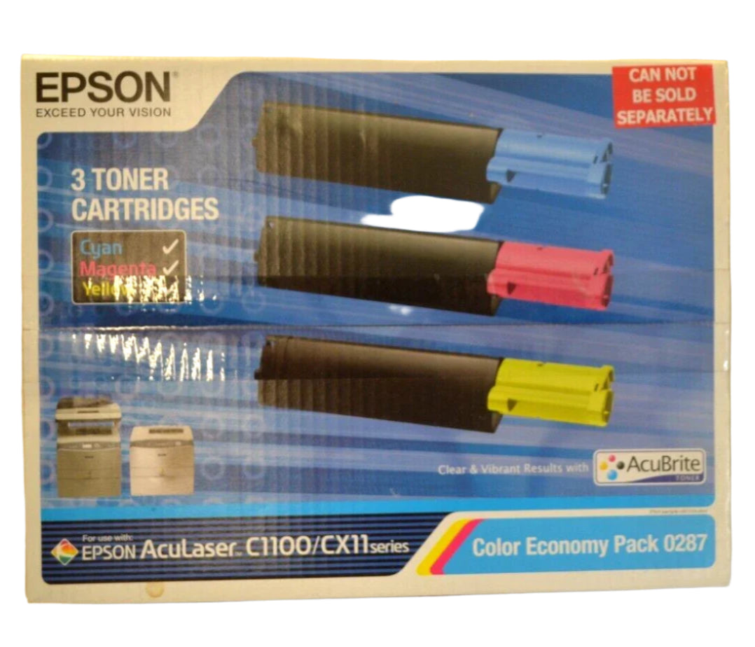 *CLEAR!* 3x Pack Genuine Epson AcuLaser C1100 CX11N CX11NF C/M/Y Color Toner Cartridge Set High Yield