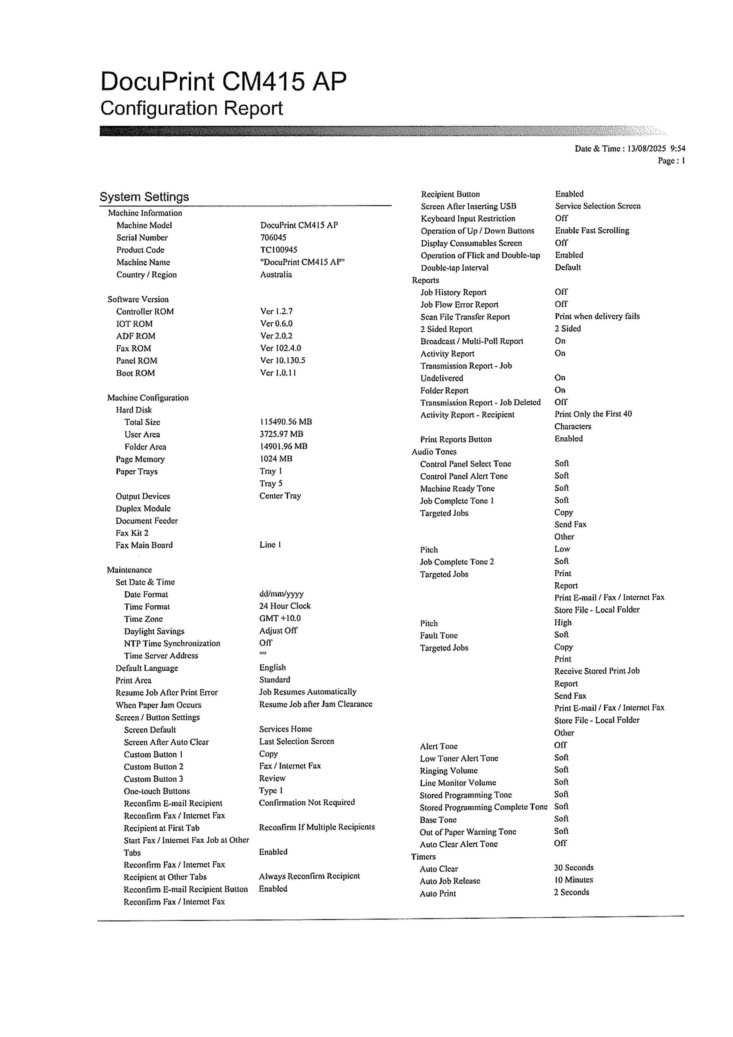 *Ex-Display* Fuji Xerox DocuPrint CM415AP 4-in-1 Color Laser Multifunction Printer+Duplex Scan