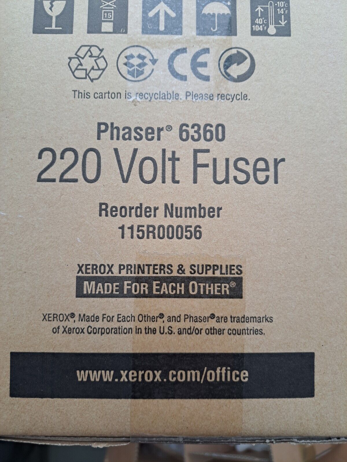 *CLEAR!* Genuine Fuji Xerox 115R00056 220V Fuser Kit for Phaser 6300/6350/6360 (100K)