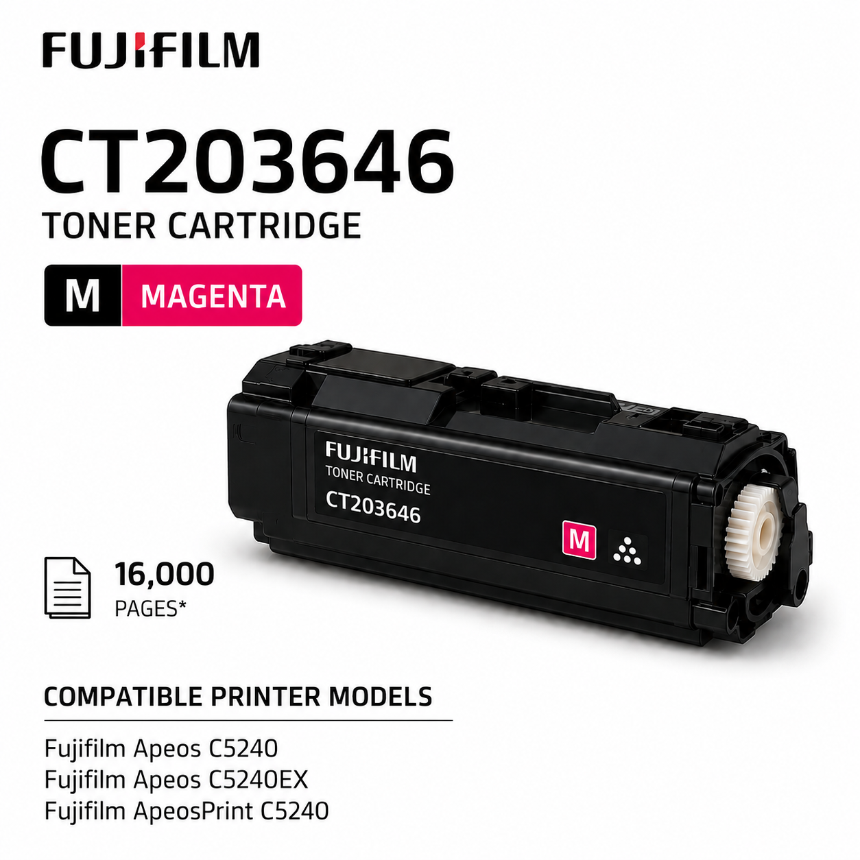 Genuine FujiFilm Apeos C5240 MAGENTA Toner Cartridge 16K AC5240 APC5240 [CT203646]