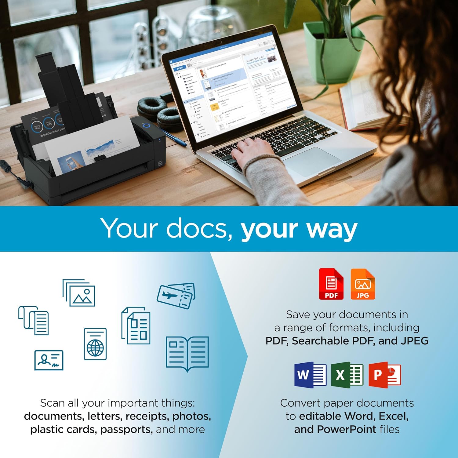 *Open Box* Fujitsu ScanSnap iX1300 A4 Compact Wireless Double-Sided Color Document Photo & Receipt Scanner