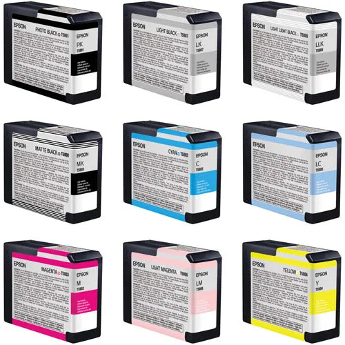 *CLEAR!* 9x Pack Genuine Epson T5801-T5809 Ink Cartridge Set for Stylus Pro 3800 3880