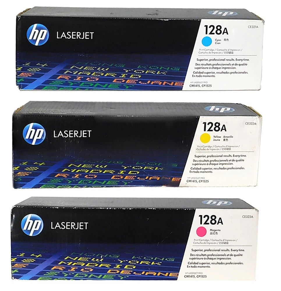 *Bundle* Genuine HP #128A CE321A CE322A CE323A C/M/Y Color Toner Cartridge [CF371AM]