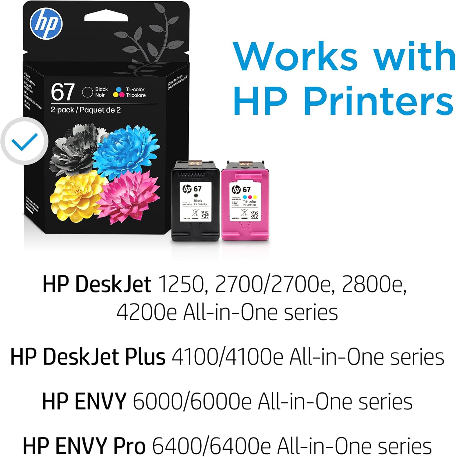 Genuine HP #67 Black & Colour Ink Set for Envy 6020/6030/6034/6420/6430 [3YM56AA+3YM55AA]