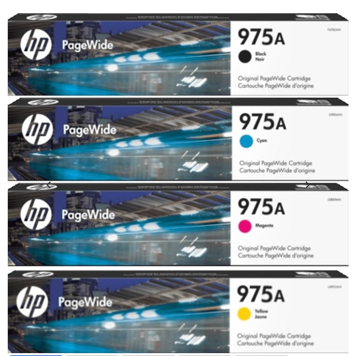 Bundle: 4x Pack Genuine HP 975A Ink Cartridge Set (1BK,1C,1M,1Y) L0R97AA L0R88AA L0R91AA L0R94AA