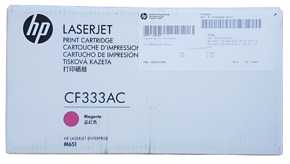 Genuine HP #654A Magenta Toner Cartridge for LaserJet M651dn M651n M651xh 15K [CF333A]