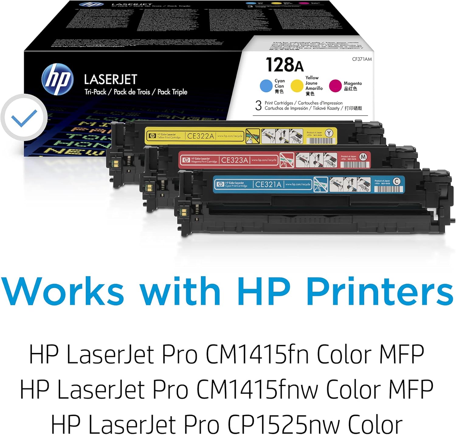 *Bundle* Genuine HP #128A CE321A CE322A CE323A C/M/Y Color Toner Cartridge [CF371AM]
