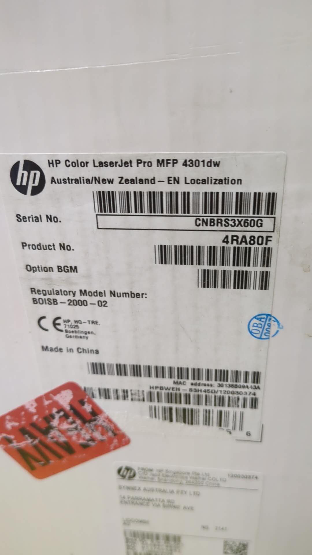 *Ex-Demo* HP Color LaserJet Pro MFP 4301dw A4 All-in-One MFP Printer 35PPM [4RA80F]