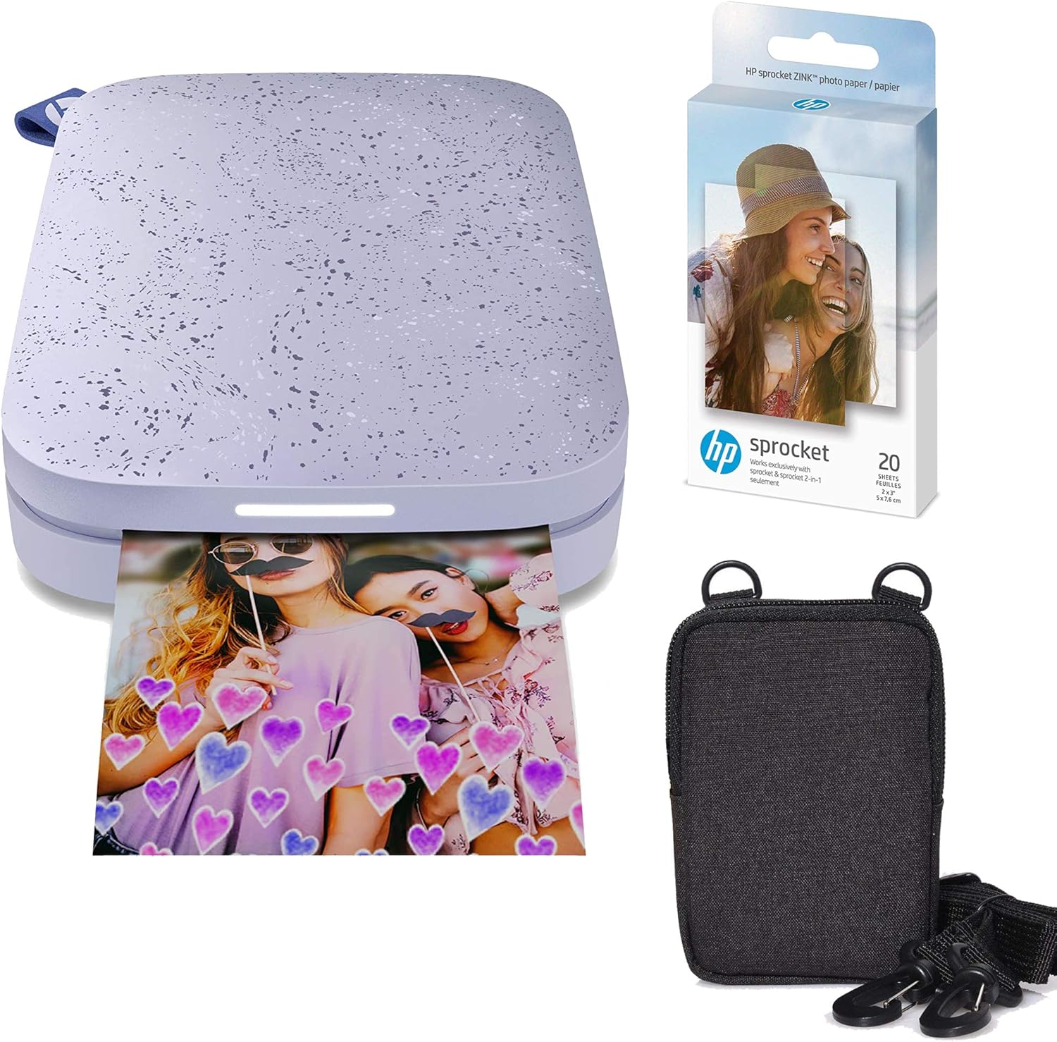 HP Sprocket Portable 2x3 Instant Photo Printer (Lilac)+20x Pack Zink Paper Bundle