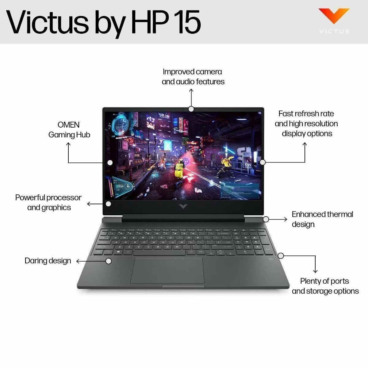 HP Victus 15.6 inch Gaming Laptop i7/15.6/16GB/512GB 15-fa0142TX, Silver [7Z930PAR]