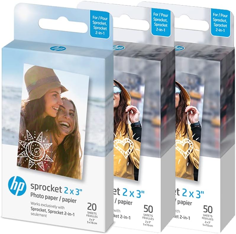 120x Pack Genuine HP 2x3" Premium Zink Photo Paper Compatible with Sprocket Photo Printers