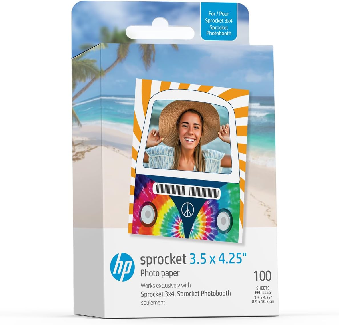 HP 3.5 x 4.25" Zink Sticky-Backed Photo Paper for Sprocket 3x4 Photo Printer (100x Pack) [HPIZ3X4100]