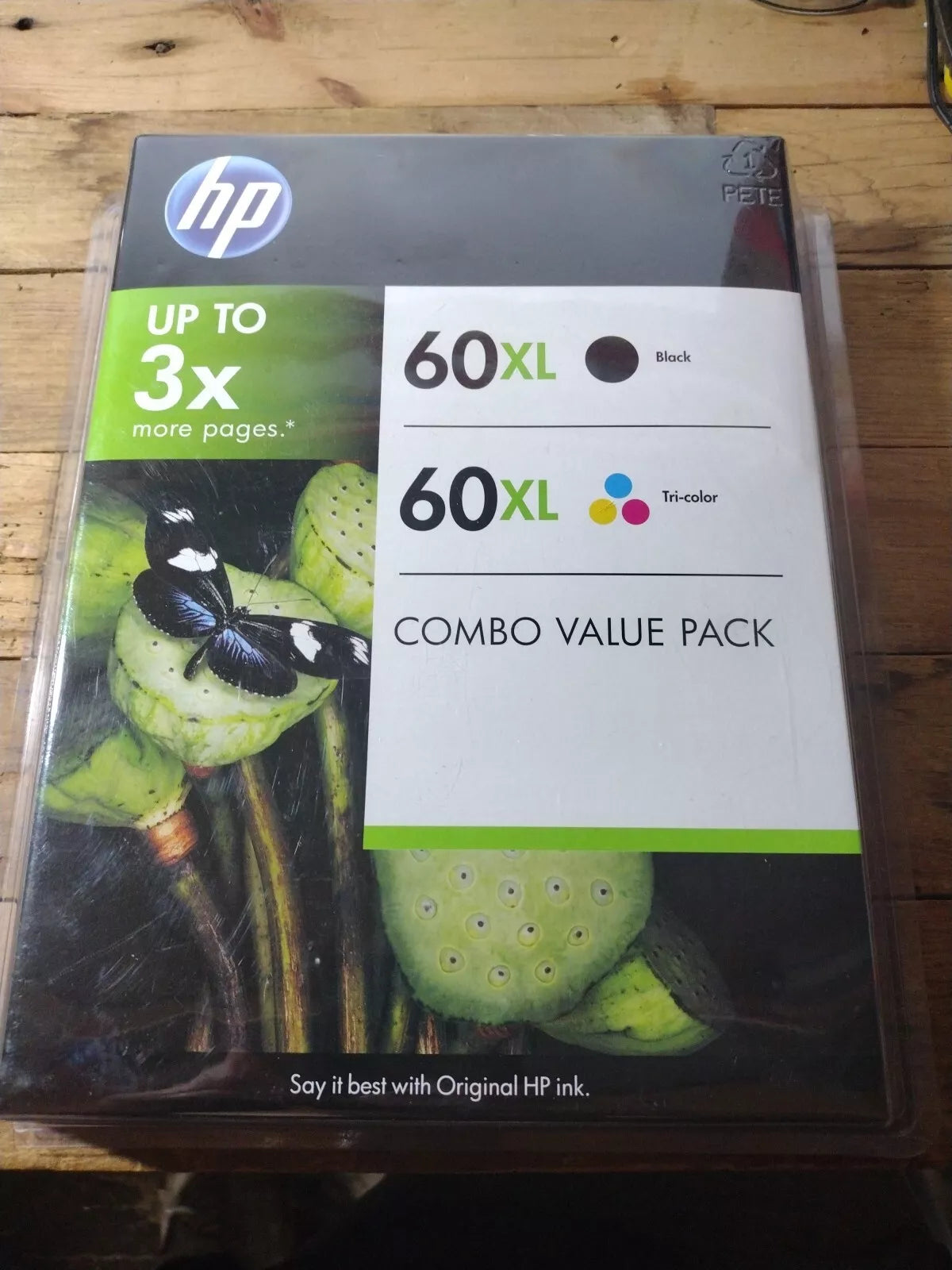 Bundle: 2x Pack Genuine HP #60XL Black & Color Ink Cartridge Set (1BK,1C) CC641WA CC644WA