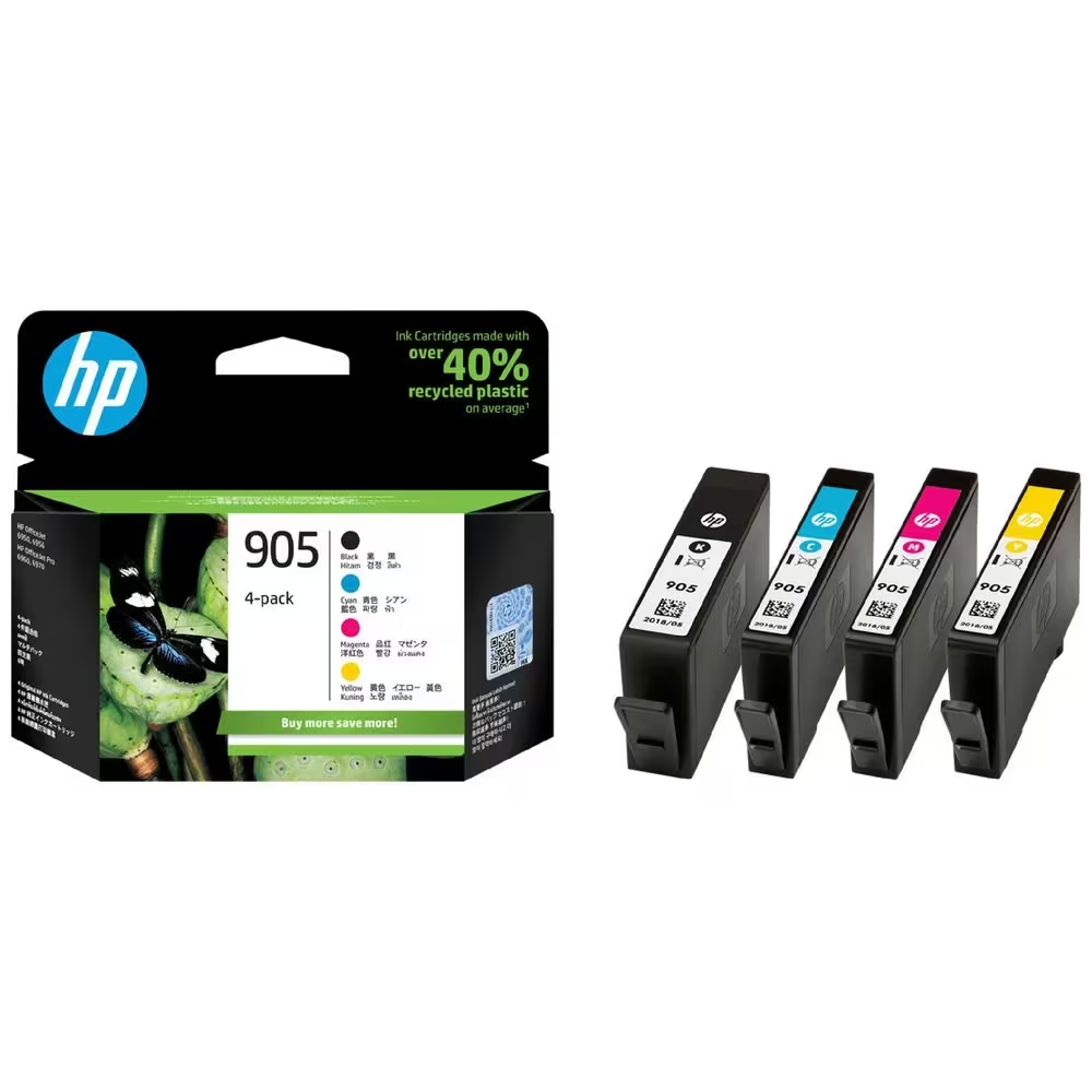 *Bundle* 4x Pack HP #905 Ink Cartridge Set (1BK,1C,1M,1Y) T6M01AA T6L89AA T6L93AA T6L97AA