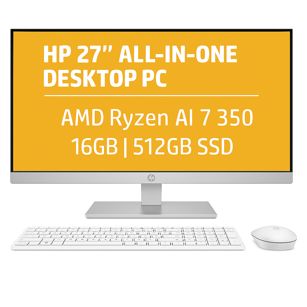 HP 27" All-In-One Desktop PC IPS FHD AMD AI-7 350 16GB 512GB SSD 27-ct2005a [BD0R4PA]