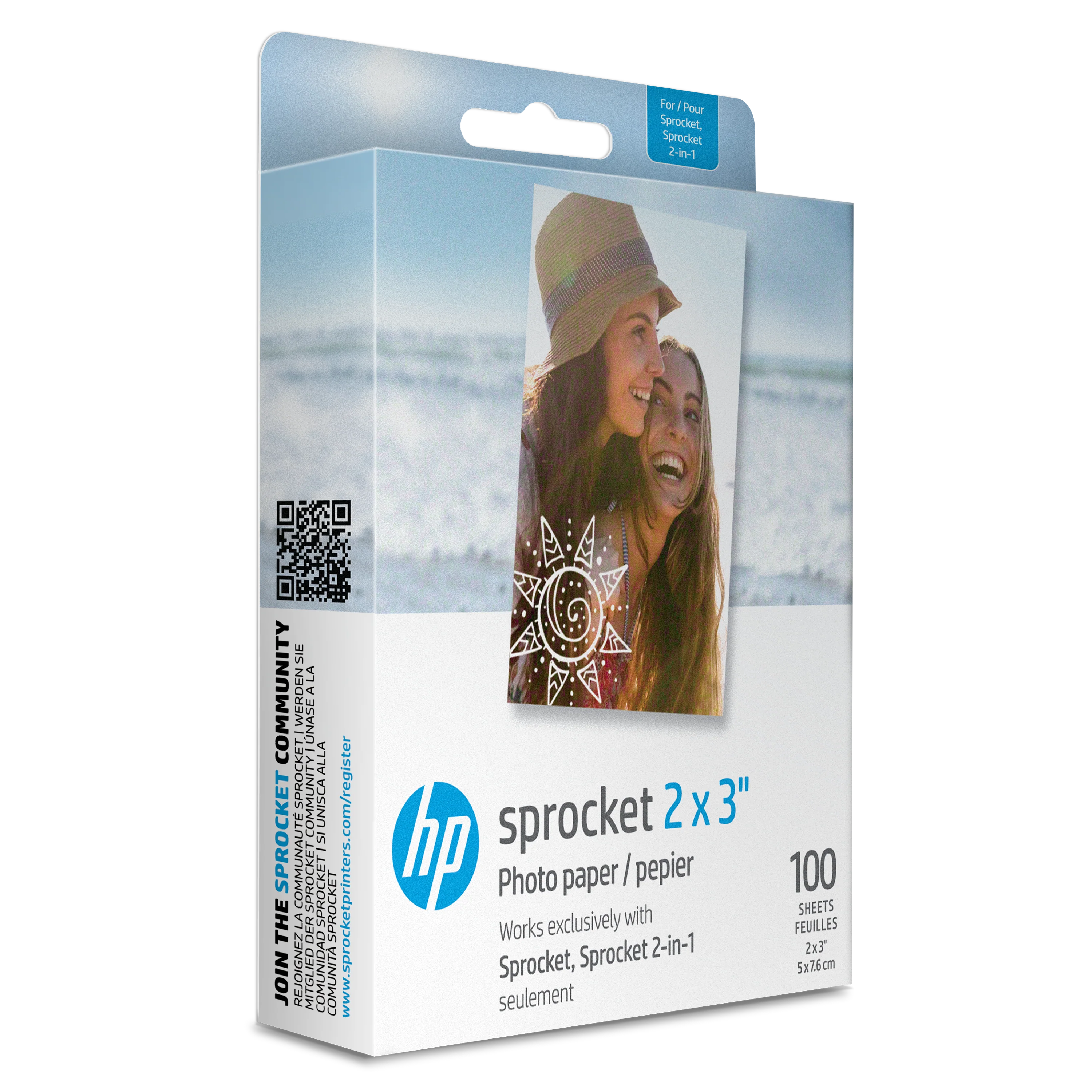 100x Pack Genuine HP Sprocket 2"x3" Premium Zink Sticker Photo Paper [HPIZ2X3100]