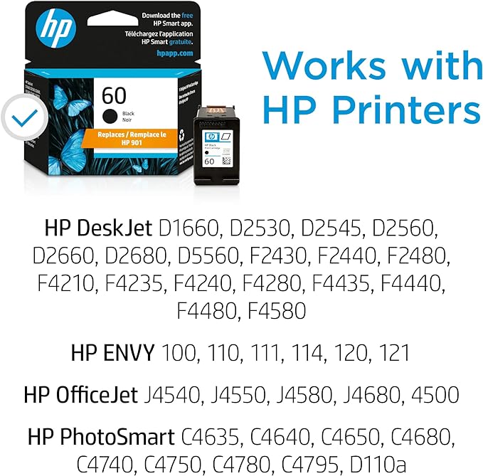 Genuine HP #60 Black Ink Cartridge for D1660 D2560 F4230 F4280 C4685 [CC640WA]