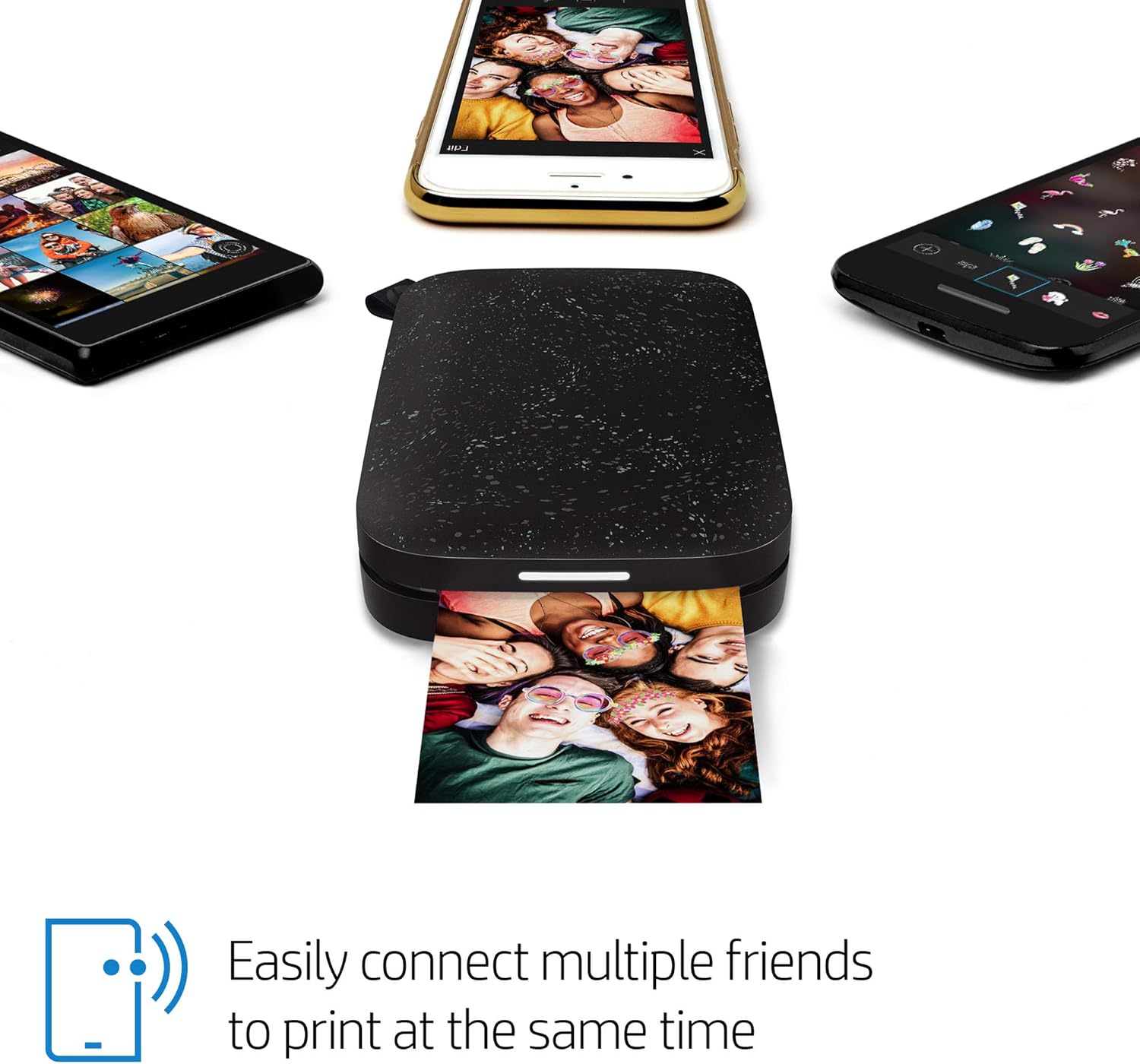 *Bundle* HP Sprocket Portable 2x3" Instant Photo Color Printer (Black Noir) Zink Paper+Carry Case