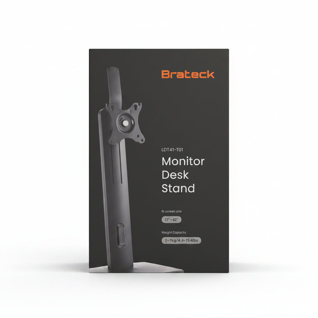 Brateck LDT41-T01 Adjustable Single Monitor Stand 17 to 32 Inch Black