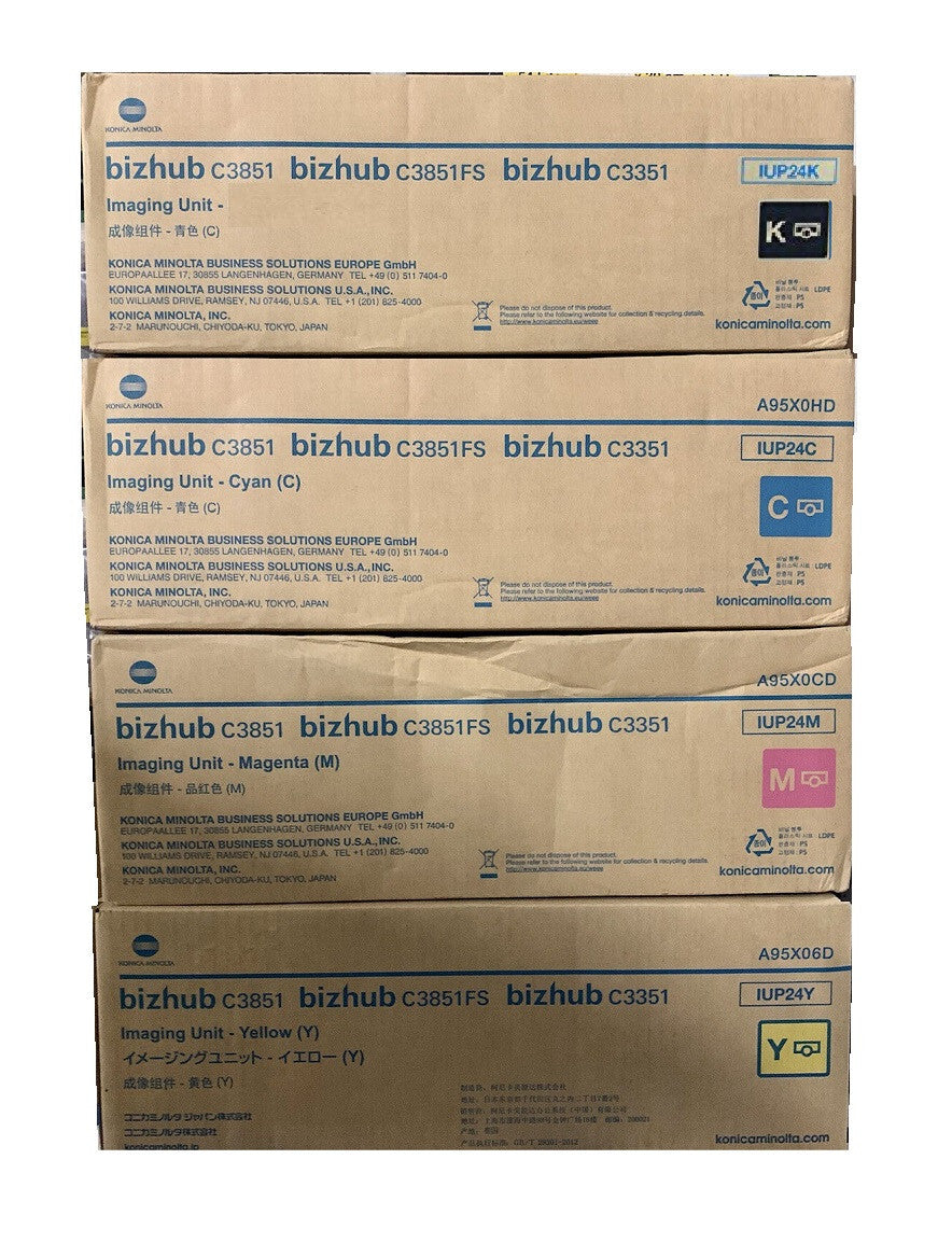 Bundle: 4x Genuine Konica Minolta Bizhub C3351 C3851 C/M/Y/K Imaging Drum Unit Set [IUP24]