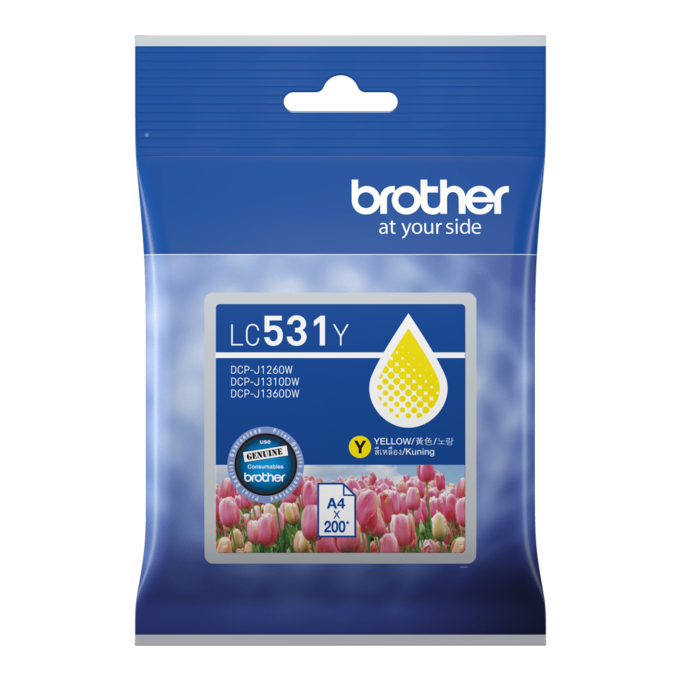Genuine Brother LC531Y Yellow Ink Cartridge for DCP-J1310DW DCP-J1360DW DCP-J1260W (200 Pages)