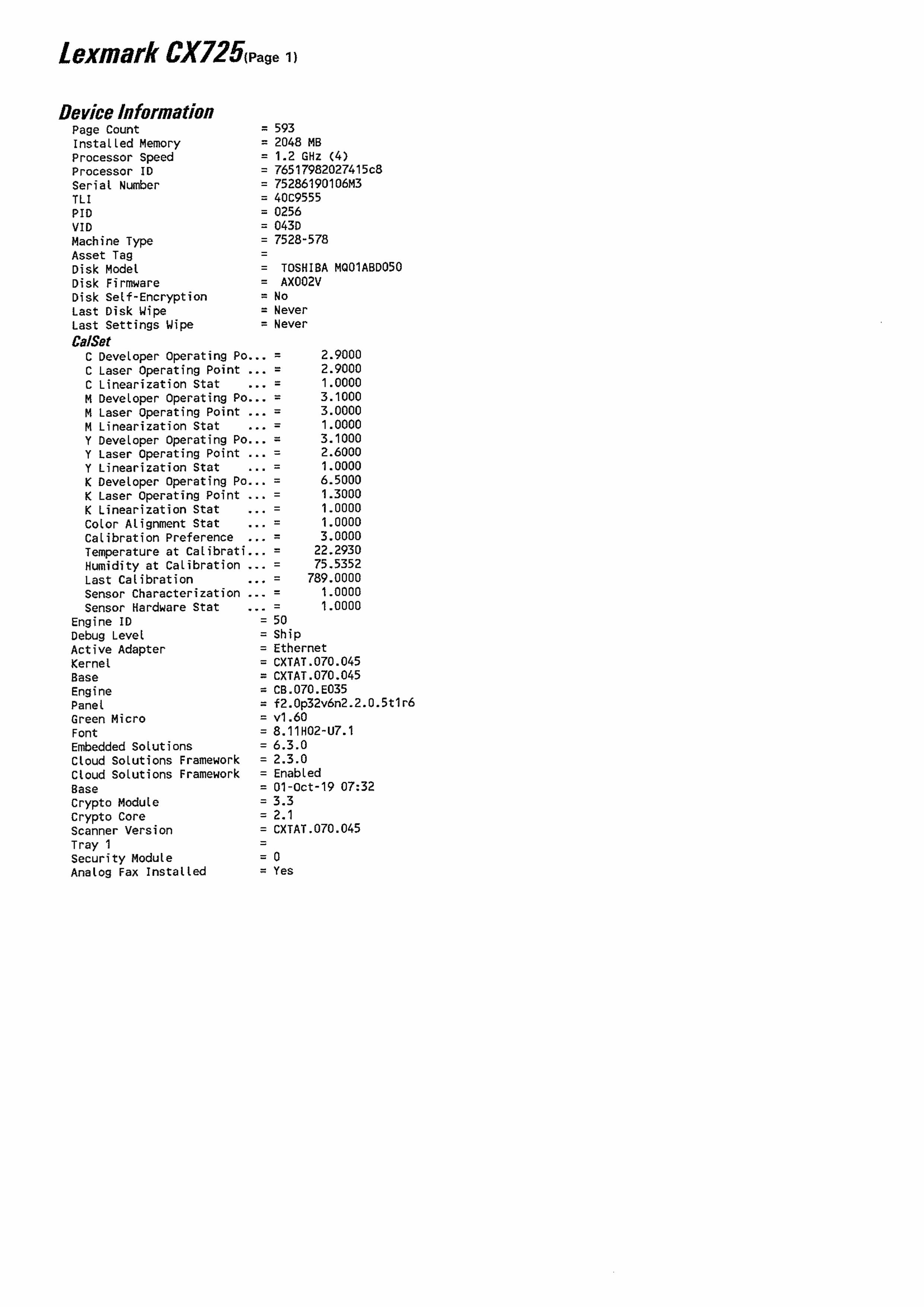 *Ex-Demo* Lexmark CX725dhe A4 Colour Laser Multi-Function Printer 47PPM [40C9522]