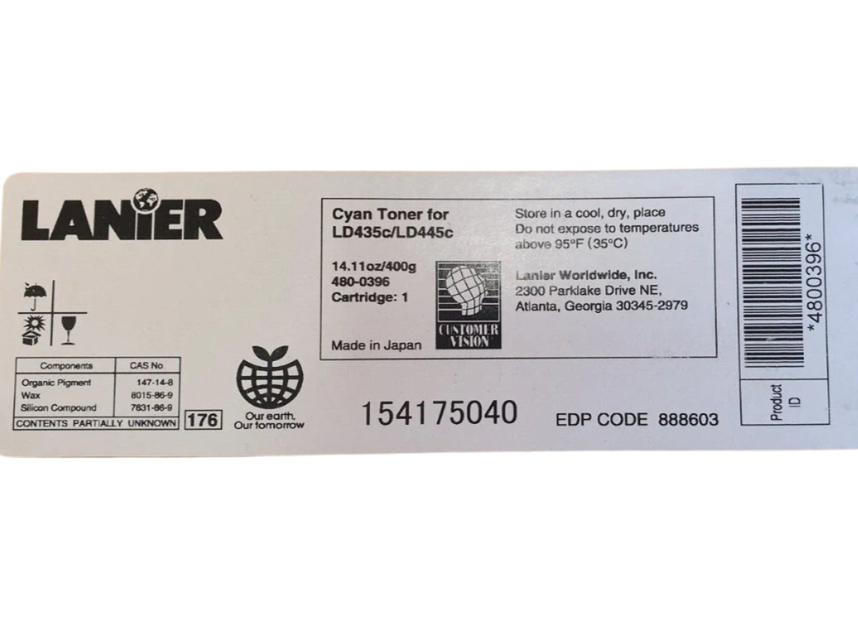 1 x Genuine Lanier MPC3500 MPC4500 LD435C LD445C Cyan Toner Cartridge [888603]