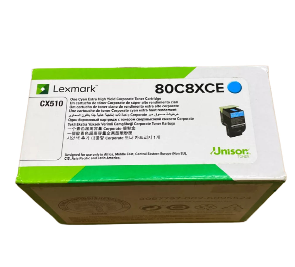 Genuine Lexmark CX510 808XC Cyan Toner Cartridge Extra High Yield Return Program [80C8XC0]
