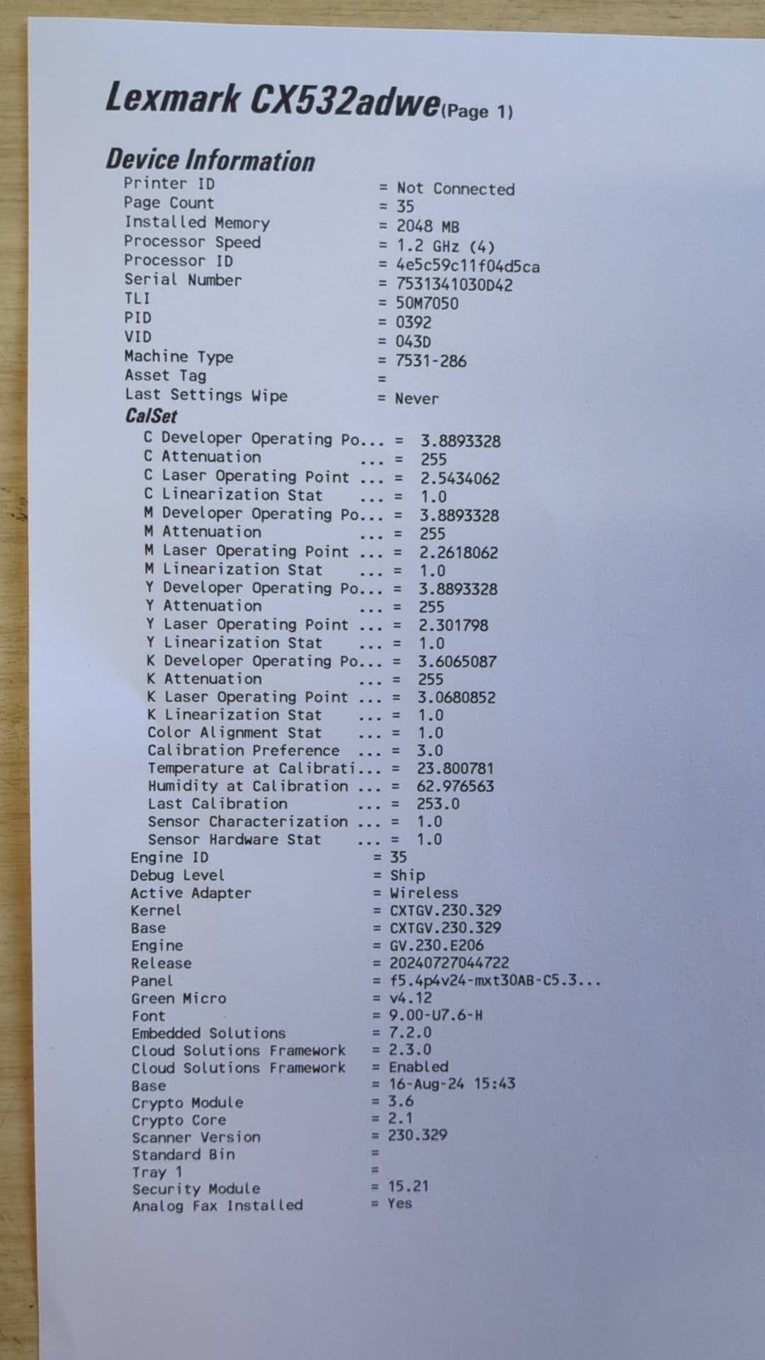 *Ex-Demo* LEXMARK CX532ADWE A4 Color Laser MFP Printer 33PPM [50M7047] 35 Pages ONLY!