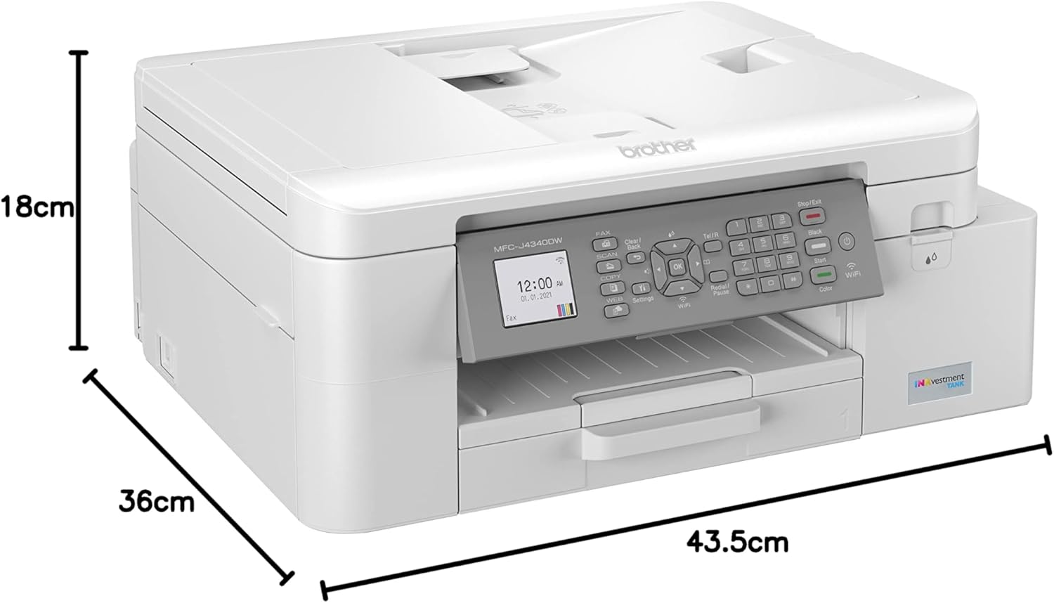 Brother INKvestment MFC-J4340DW-XL A4 Ink Tank Wireless Multifunction Printer+BONUS:LC436 Ink Set